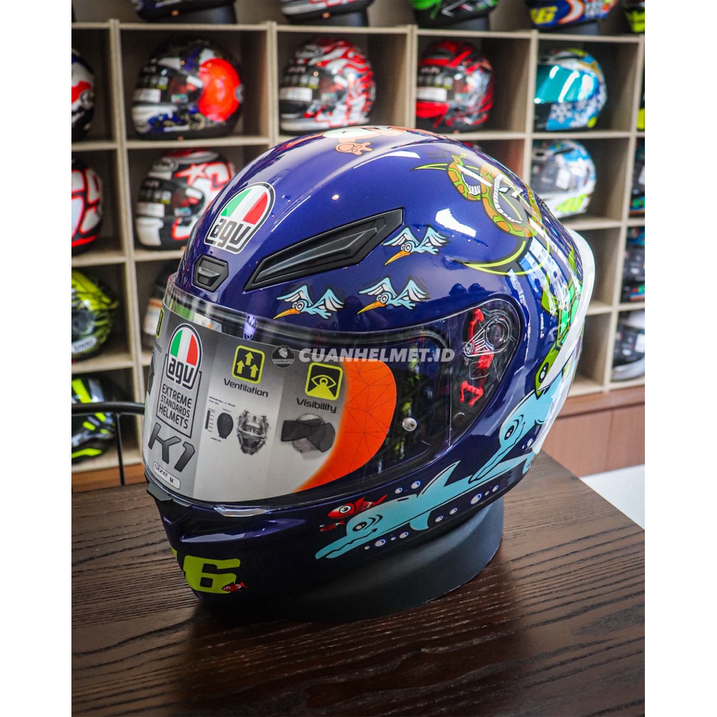 AGV K1 Rossi Zoo Blue / Helm Full Face AGV Model Sport Original