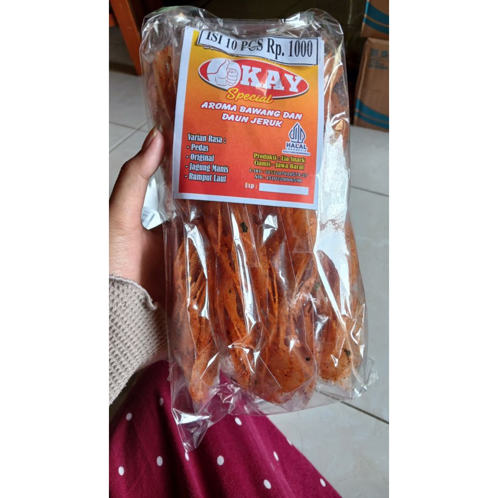

KERIPIK KACA PEDAS DAUN JERUK, RP 1000 ISI 10PCS