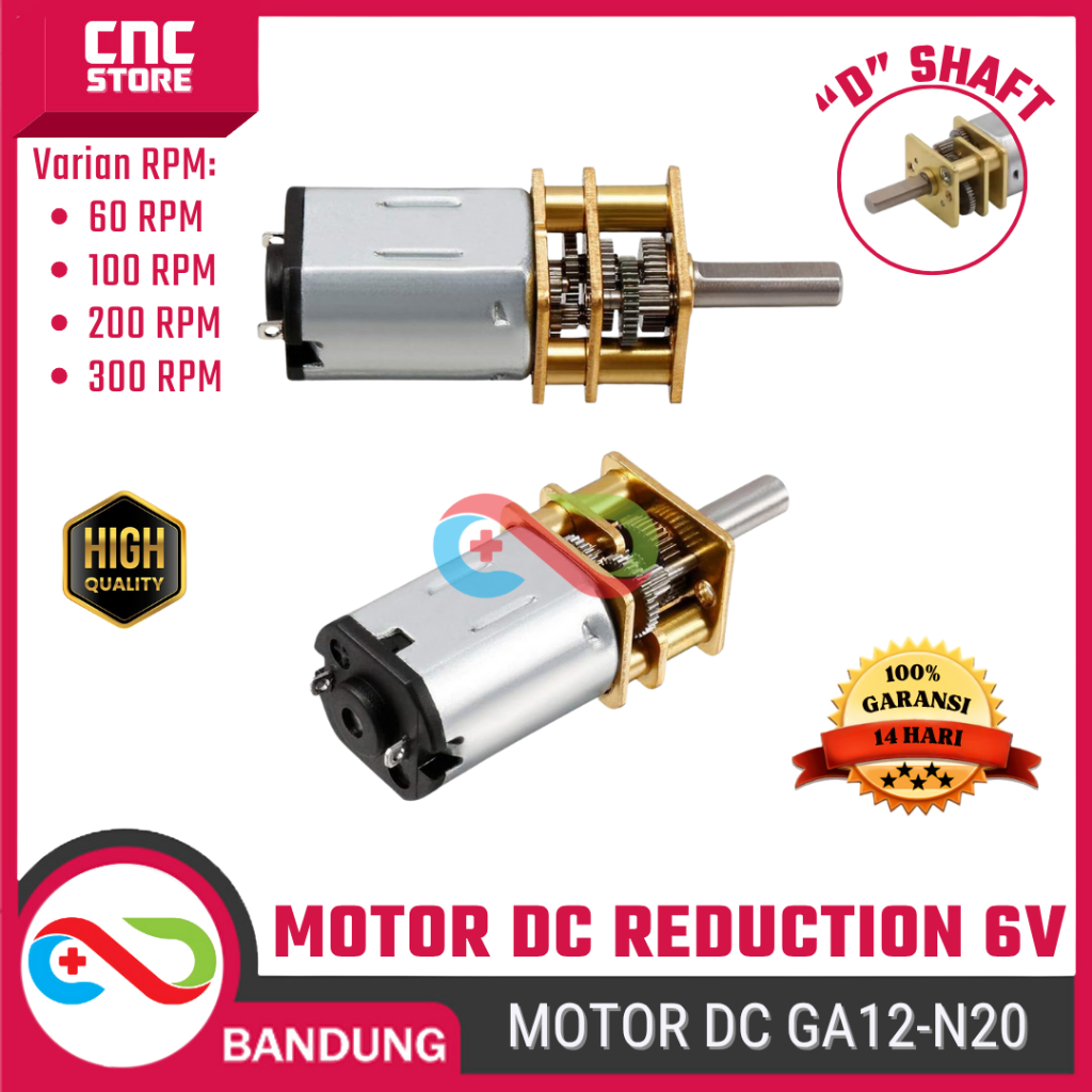 Motor DC GA12-N20 Micro DC Gear Motor – Motor Gearbox Torsi Tinggi untuk DIY & Robotik