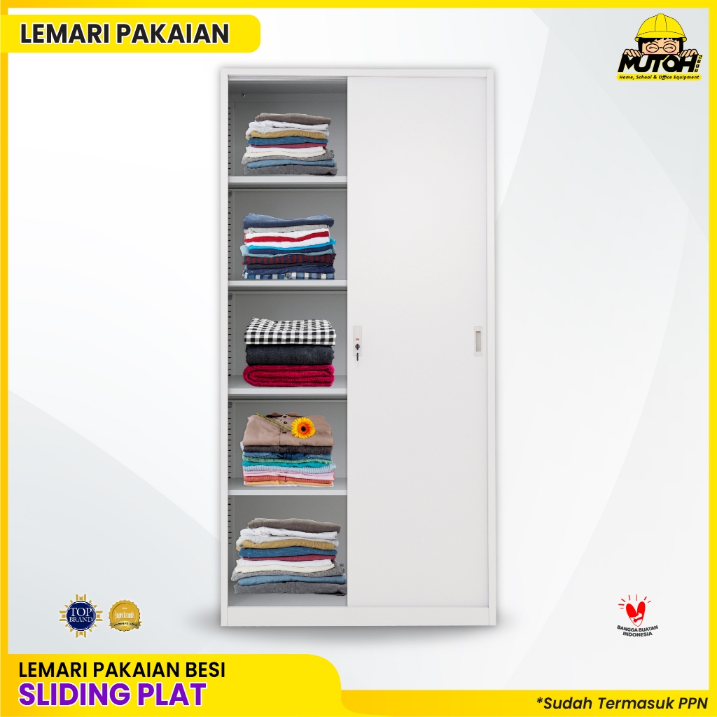 Lemari pakaian pintu sliding lemari baju bahan besi 85 cm lemari kamar lemari baju IM-185