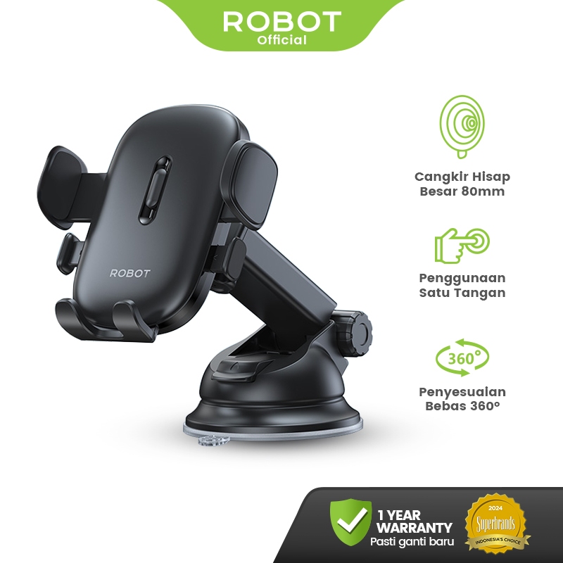 ROBOT Universal Car Holder Dashboard Rotasi 360 Derajat Cup Stand Holder 80mm Dudukan HP di Mobil RT