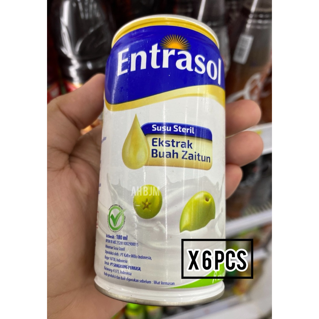 

Entrasol Susu Cair Steril Dengan Ekstrak Buah Zaitun Kemasan kaleng 180 ml x 6 pcs