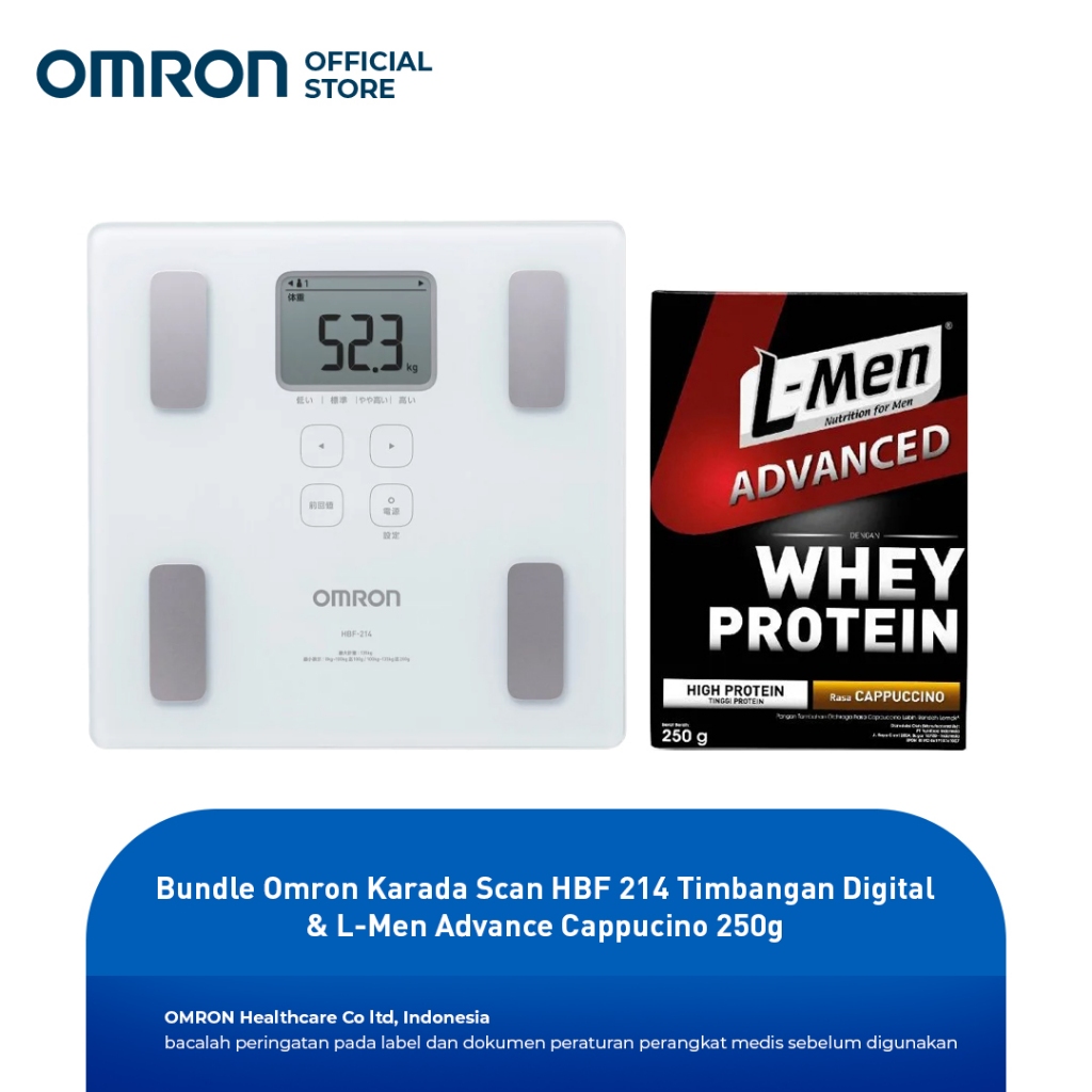 Bundle Omron Karada Scan HBF 214 Timbangan Digital & L-Men Advance Cappucino 250g