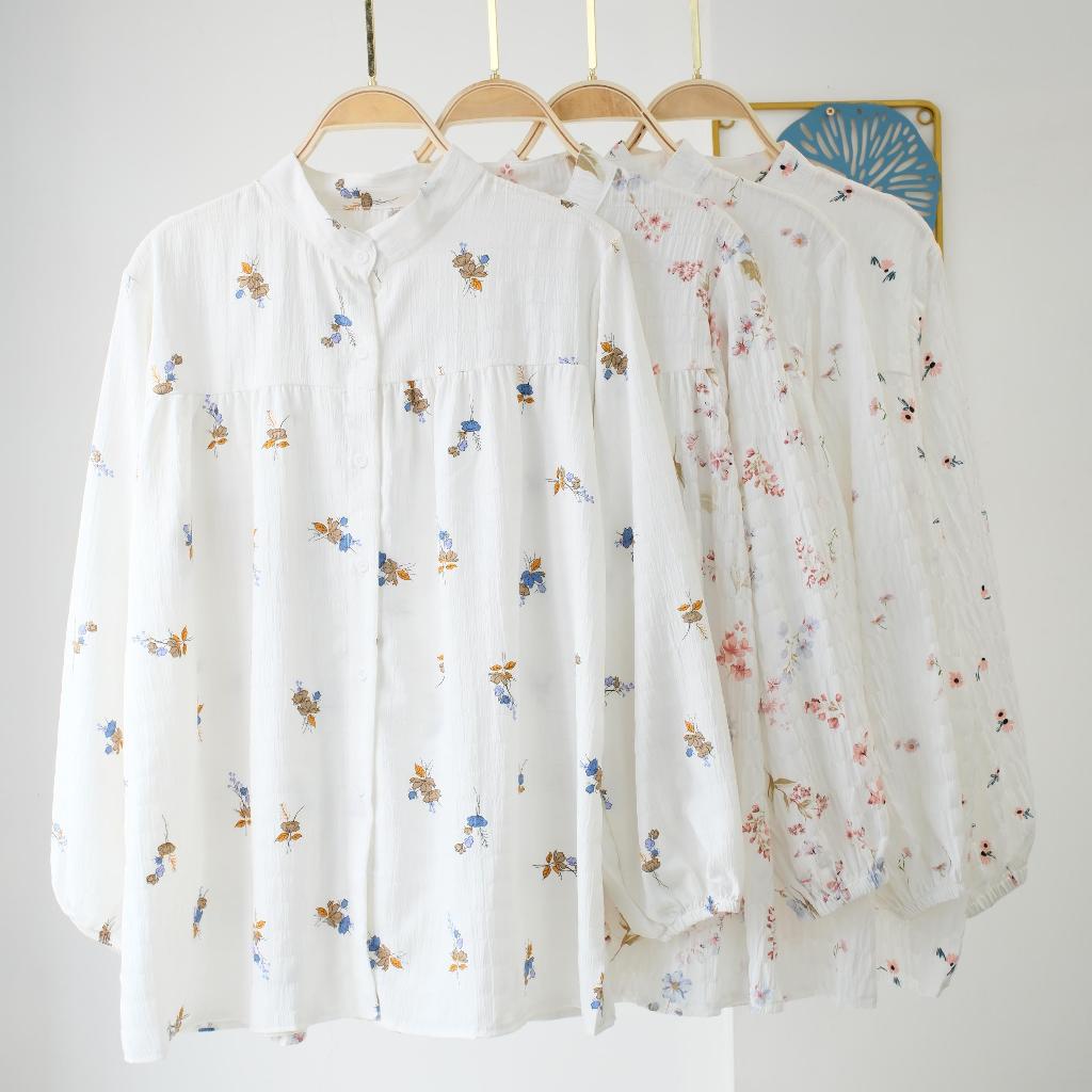 Kemeja Motif bunga korean style , Atasan Motif bunga best seller