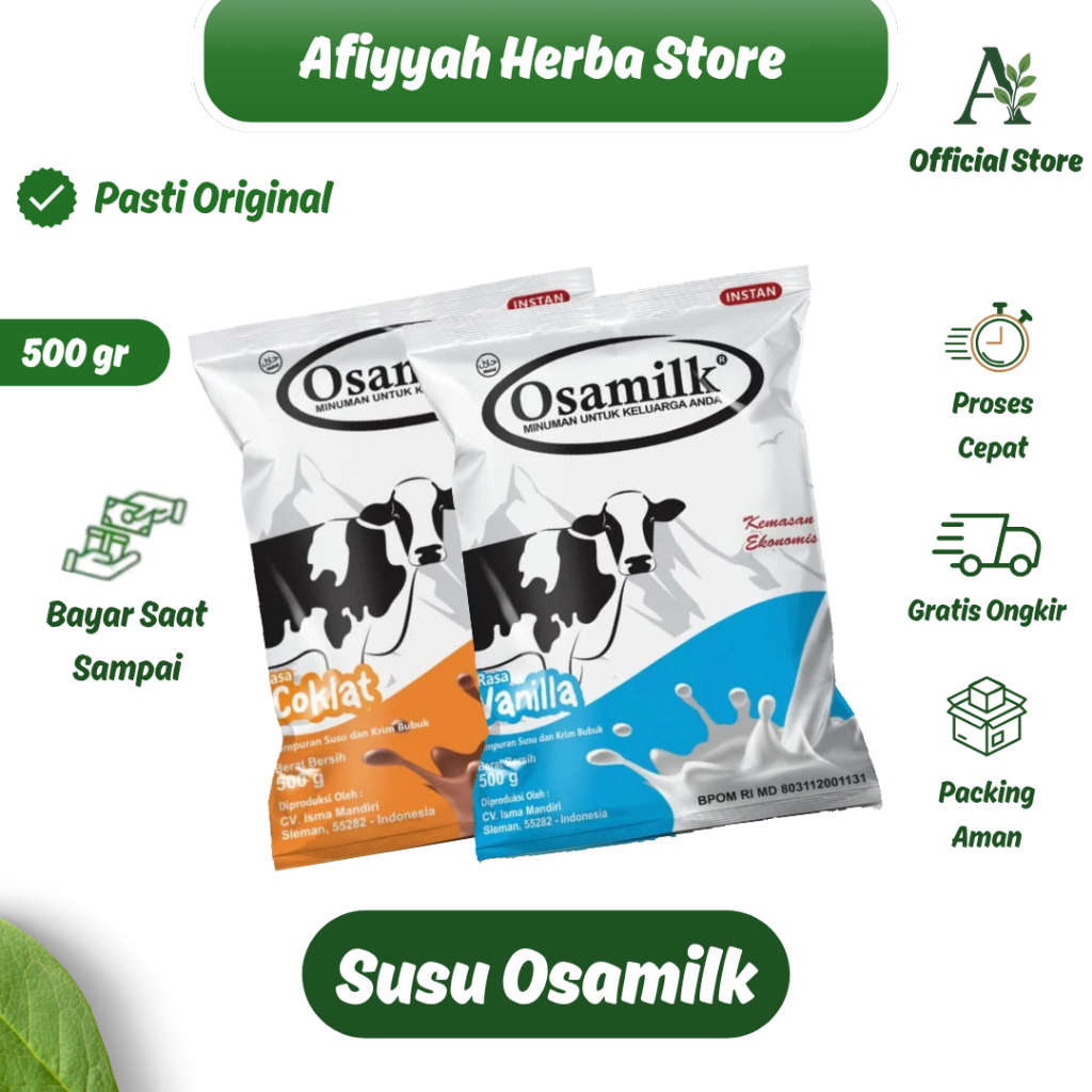 

Osamilk 500gr - Susu Sapi Rasa Vanilla dan Cokelat
