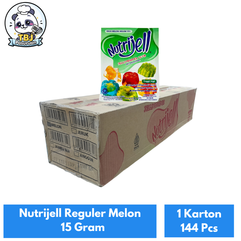 

Nutrijell Reguler Melon 15 Gram Kemasan 1 Karton Isi 144 Pcs