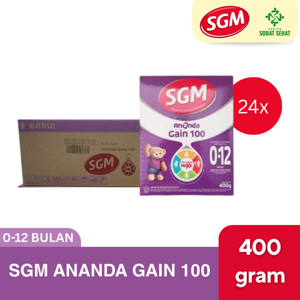 [HEMAT 1 DOS] - 24 BOX SGM ANANDA GAIN 100 0-12 BULAN - 400 GRAM