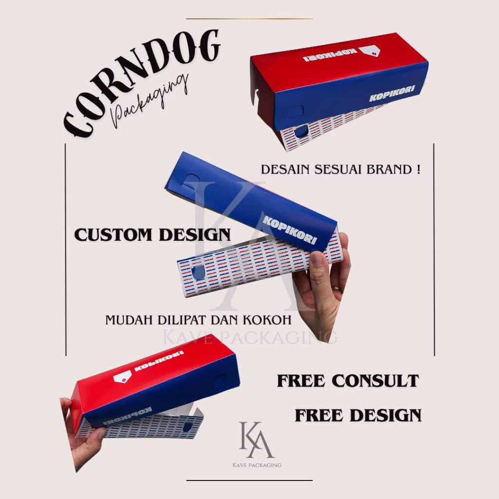 

Paper Box Corndog Sate Sushi Kotak Dus Anti Minyak Bahan Ivory 210 230 300gsm Custom Gambar Logo