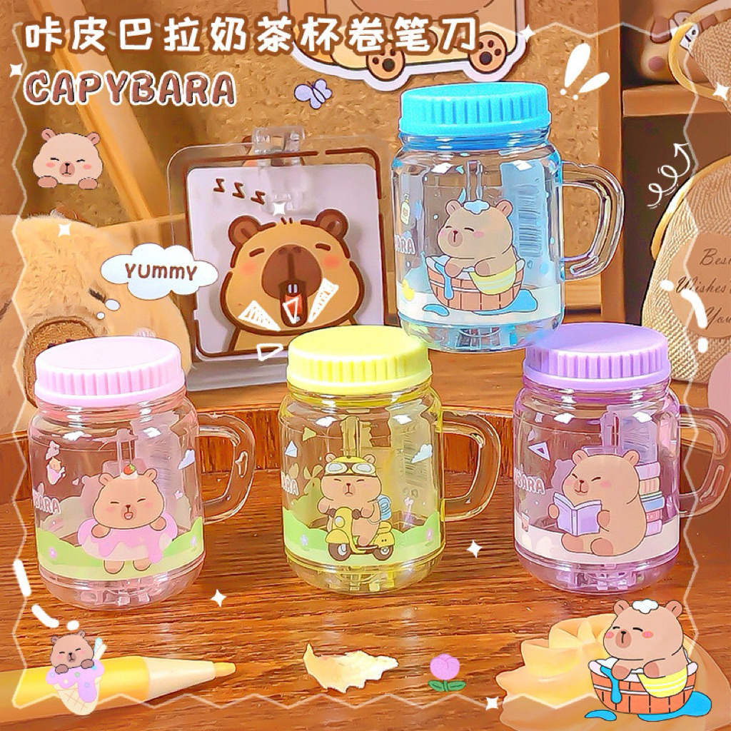 

Milk Tea Cup Pencil Sharpener Capybara / Rautan Pensil