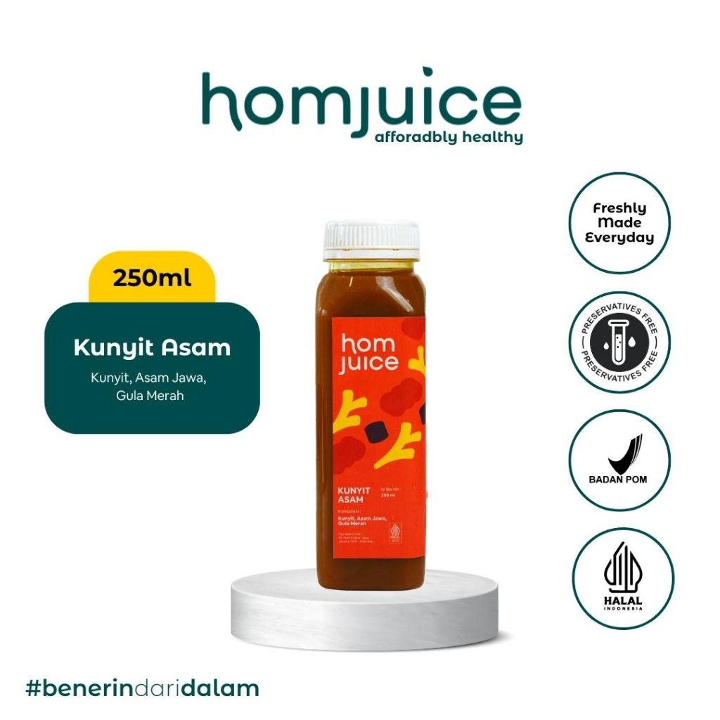 

Homjuice - Kunyit Asam 250 ml (Cold-Pressed Juice/Jus/Detox)