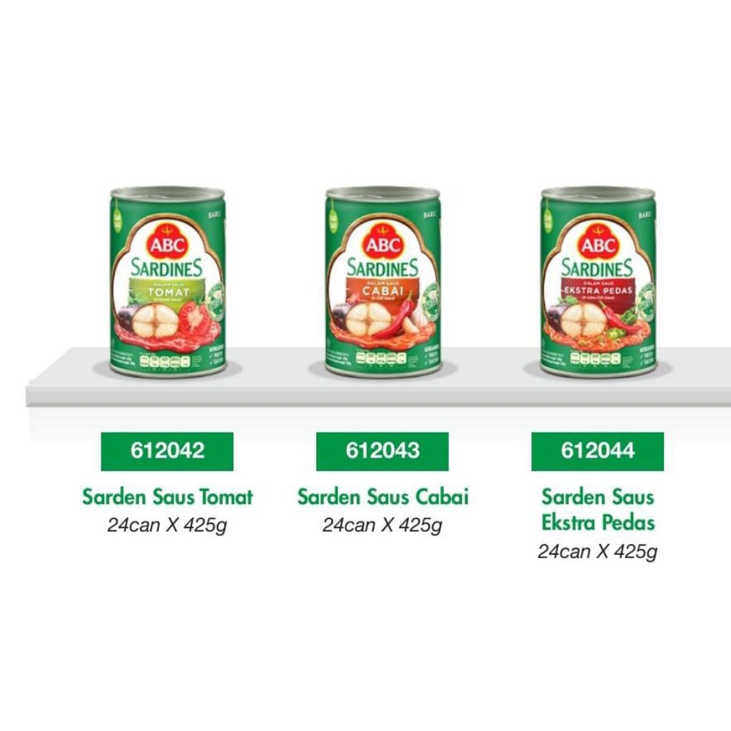 

Abc Sarden 425gr ( isi 24)/Karton