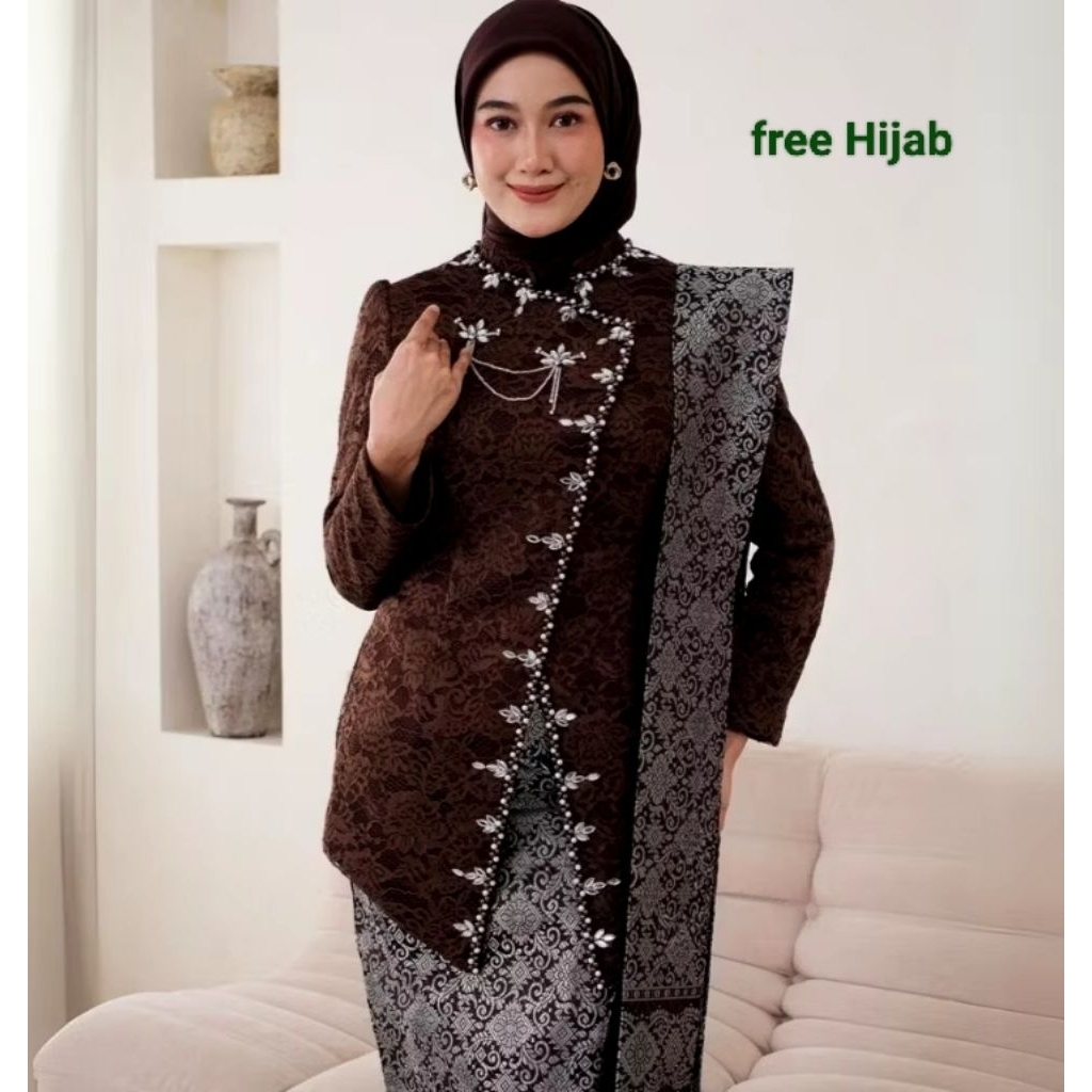 Kebaya janggan free hijab/ kebaya bokat payet premium/ kebaya modern/ kebaya kondangan
