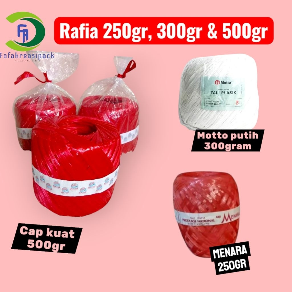 

tali Rafia gulungan besar merah 250,300,500gr (luar Batam kena pajak)