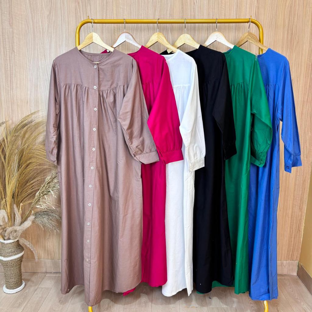 Gamis Jumbo Ld 130 Cm Bahan Katun Poplin Model Polos Kekinian - Delisha Dress