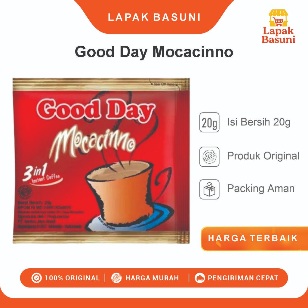 

Kopi GoodDay Mocacinno Kemasan Sachet 20g 3IN1