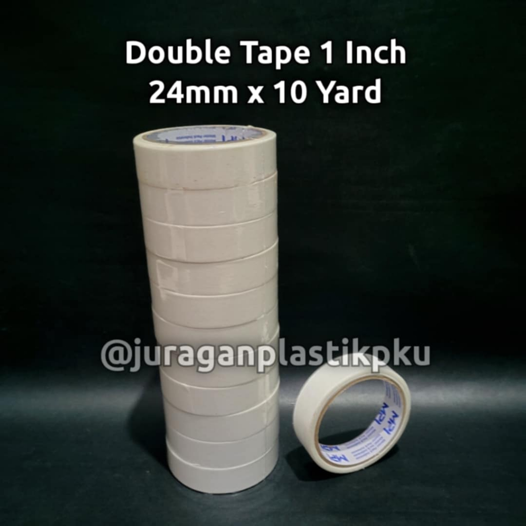 

Double Tape 1 Inch 24mm 10 yard | Lem Timbal Balik Double Tip Kertas