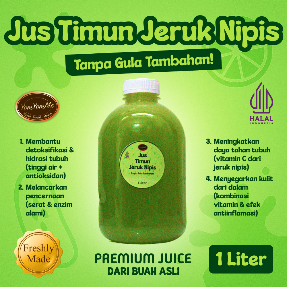 

Jus Timun Jeruk Nipis 1 Liter (1L) - Jus Premium Kental dan Pekat Dari Buah Asli - Segar dan Sehat - YomYomMe Drinks