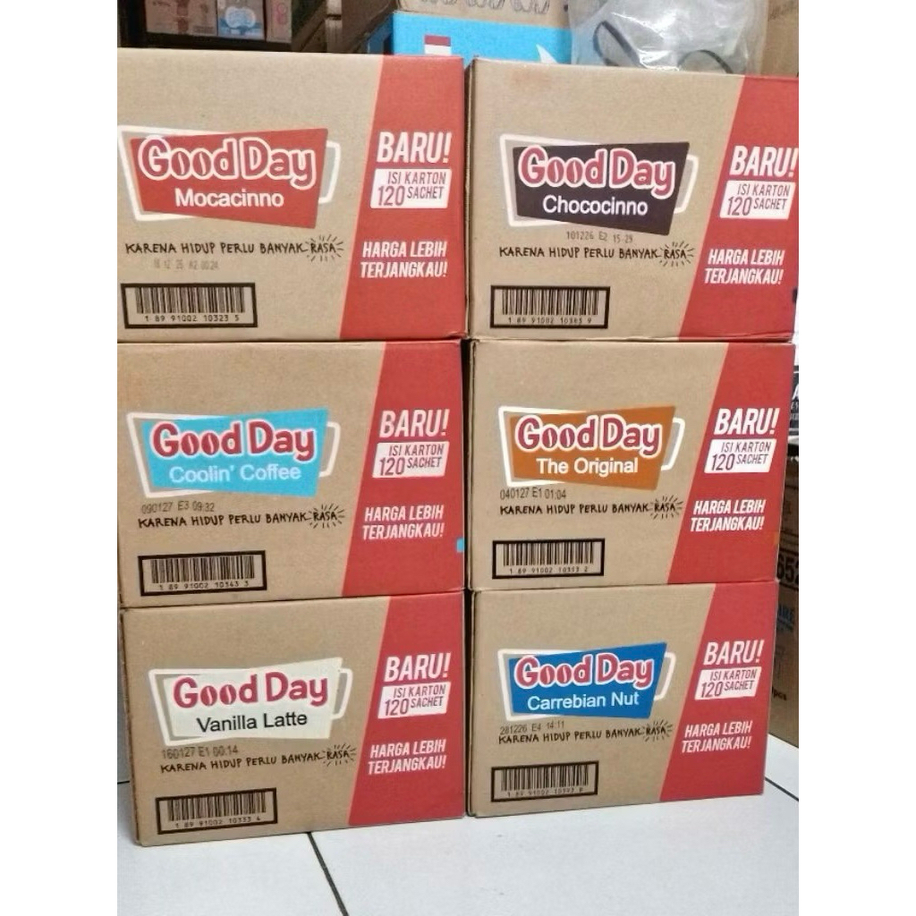 

kopi Good day 6 varian rasa 1Dus isi 120sachet x 20gram