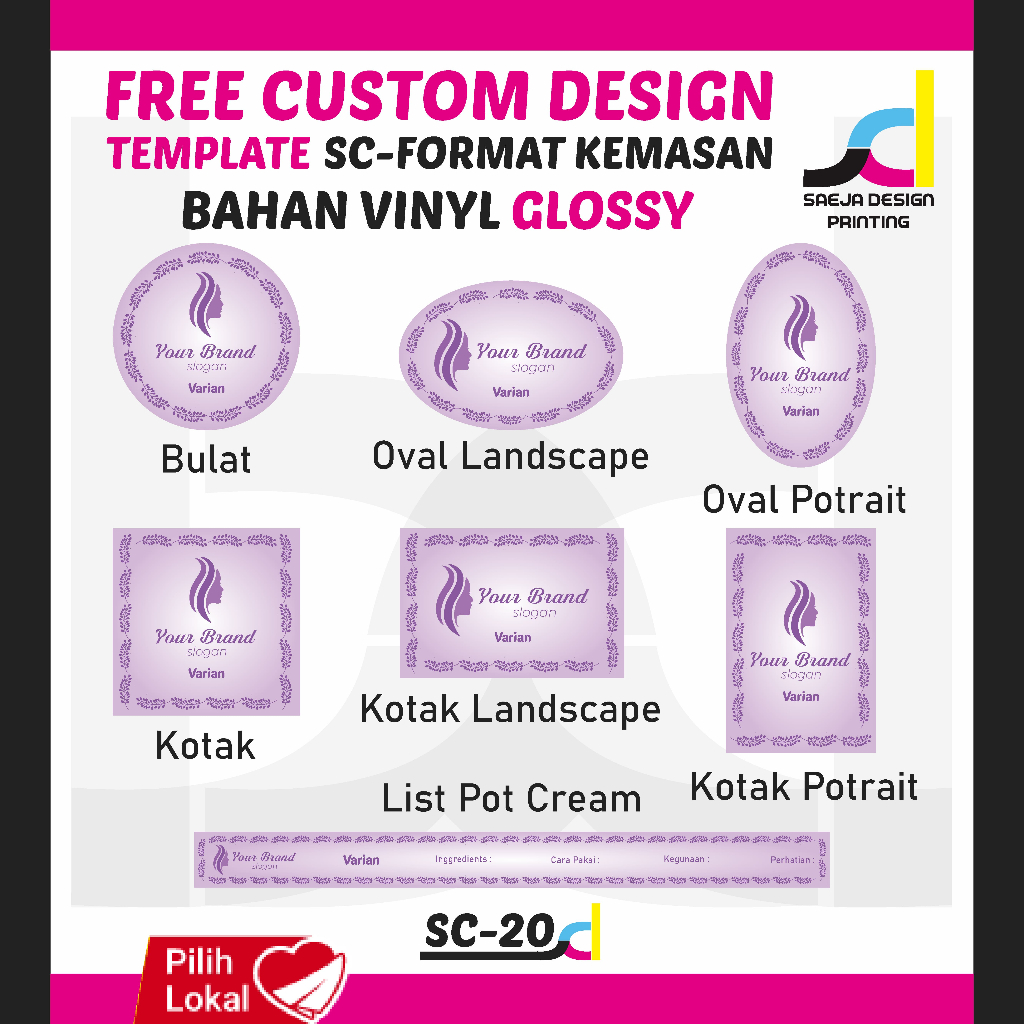 

Stiker Label Produk Skincare, Kecantikan Bahan Vinyl Glosy+ Waterproof Free Design