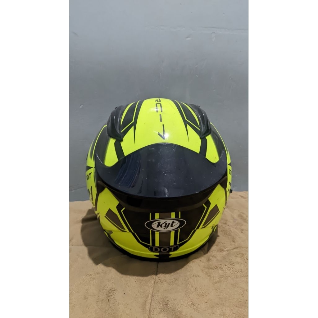 KYT RC7 - HELM FULL FACE PAKET GANTENG - YELLOW BLACK (SECOND)
