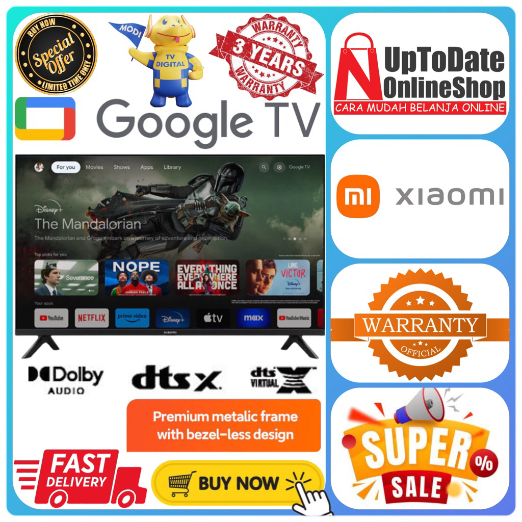 TV XIAOMI A 43 GOOGLE TV SMART TV A 43 XIAOMI LED SMART GOOGLE TV FHD NETFLIX YOUTUBE DOLBY AUDIO BE