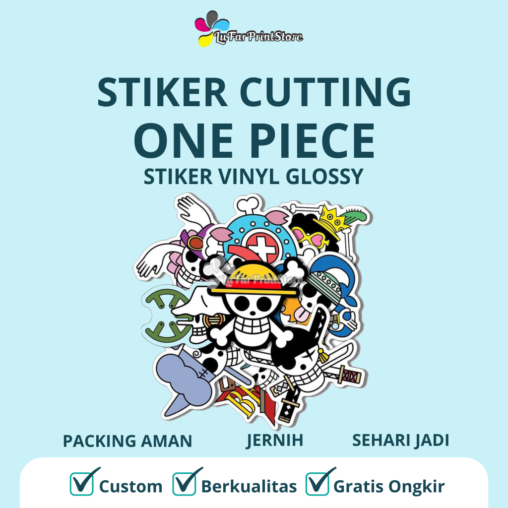 

MURAH STIKER CUTTING ONE PIECE (ISI 50 PCS) | STIKER VINYL GLOSSY | STIKER ONE PIECE [ SEHARI JADI ]