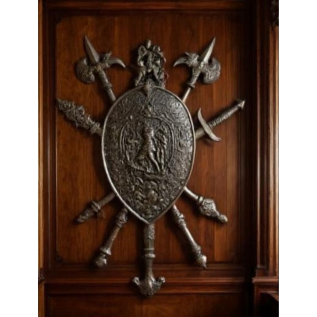 hiasan dinding antik tameng voc,logam aluminium