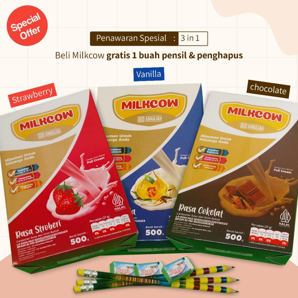 

Milkcow Susu penggemuk badan bonus pensil dan penghapus