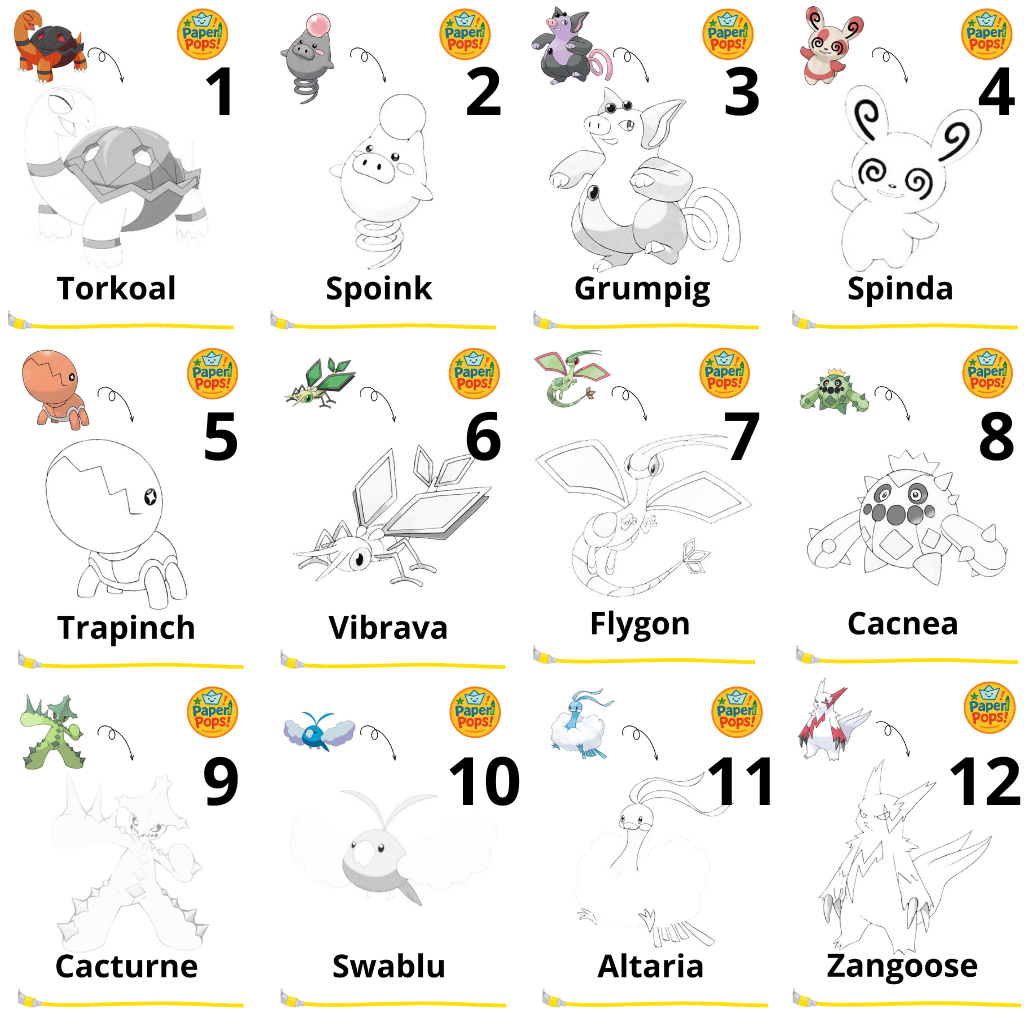 

[PaperPops!] Lembar Kertas Mewarnai anak-anak Tema Pokemon Generasi 3 Buku 3