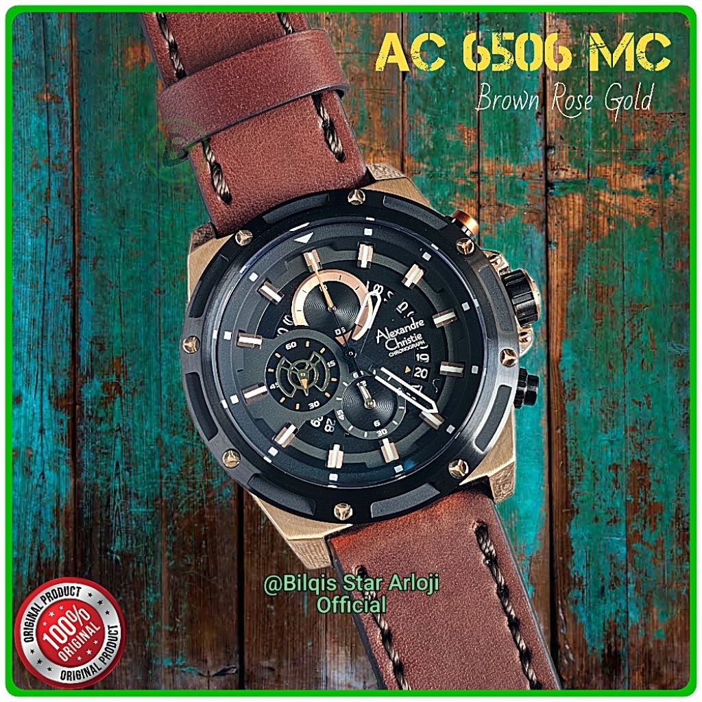 Alexandre Christie Pria Ac 6506 Mc Case Rose Gold Tali Kulit Original