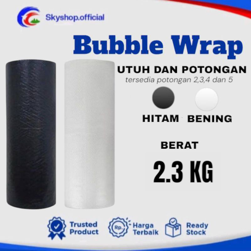 

Bubble Wrap Roll Packing Online Shop 2,3 KG Bubblewrap Gelembung Warna Hitam Bening Bubble Wrap Utuh Dan Potongan Bubblewrap Potong
