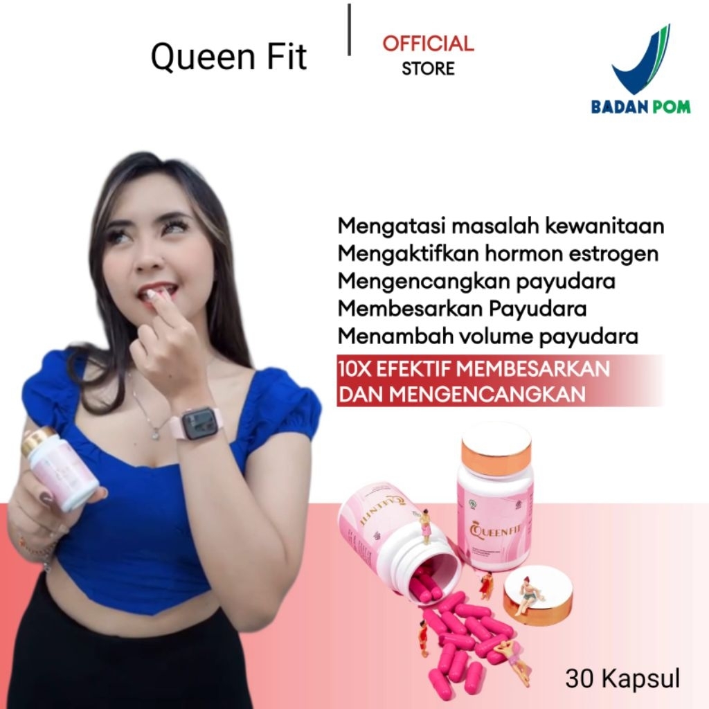 Queen Fit Pil Hormon Montok Pembesar Payudara Wanita Waria Transgender Anti Aging BPOM
