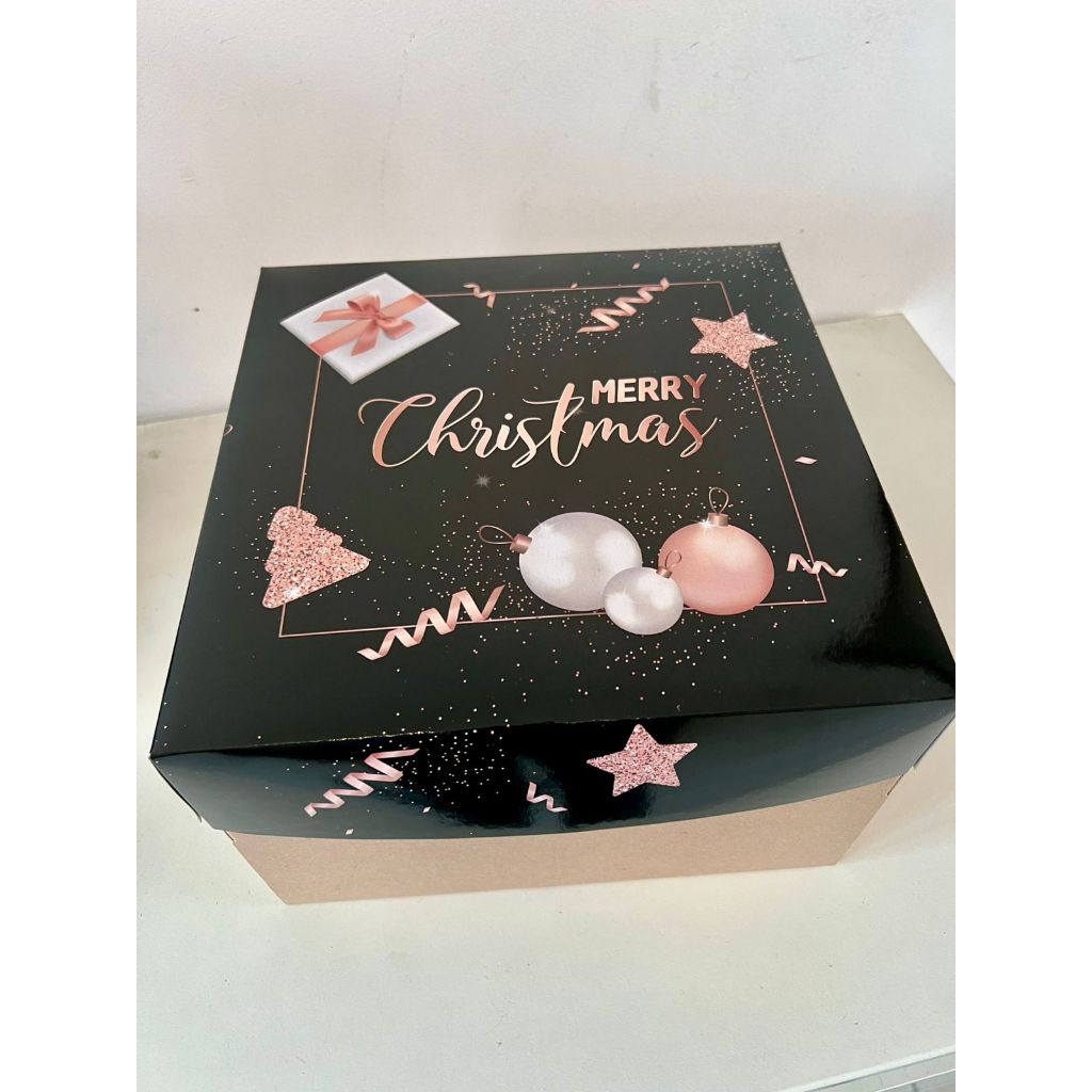 

(3 Pcs)Kotak Cake Merry Christmas Box Hampers Natal Packaging 25x25cm Kardus Kue Roti