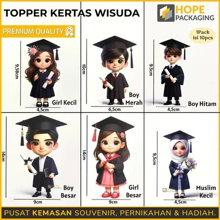 

[Harga / 10pcs] Topper Kertas Wisuda/ Topper Buket Karakter Lucu / Topper Graduation