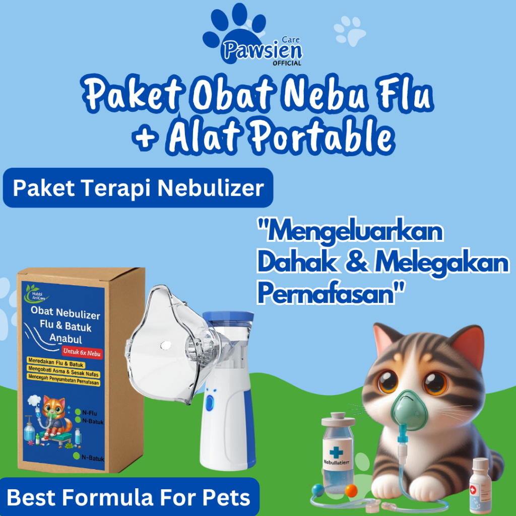 Paket Obat Nebulizer Flu Kucing Anjing | Alat Nebulizer Uap Portable Flu Gangguan Pernapasan Anabul
