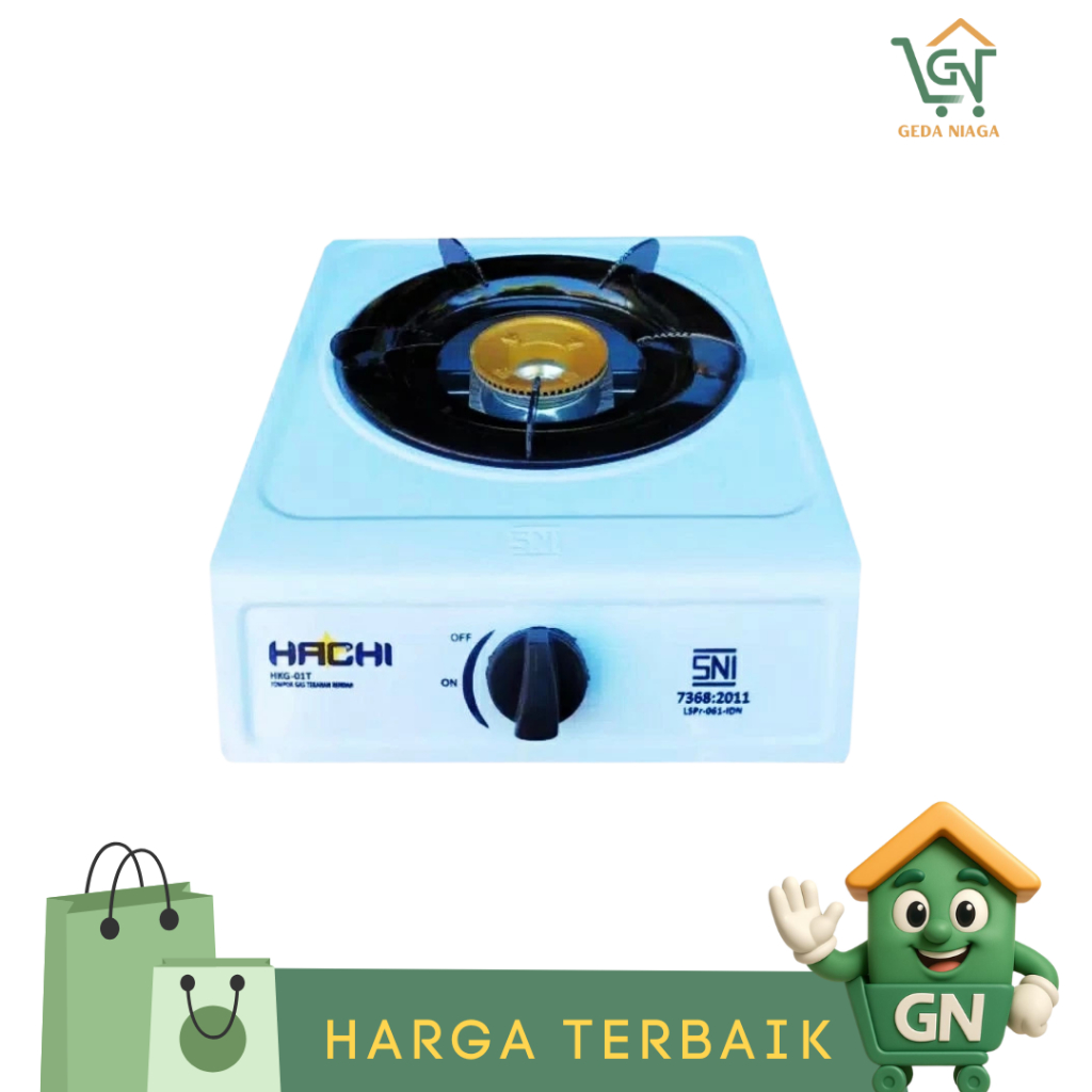Kompor Gas SNI Hachi 1 Tungku Putih / Kompor Hachi 1 Tungku