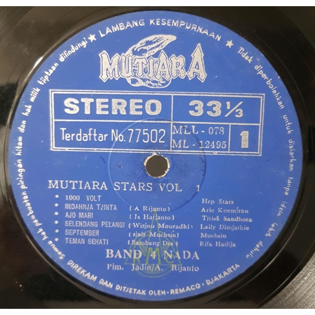 Vinyl Piringan Hitam 12 inch Band 4 Nada - Mutiara Stars Vol. 1