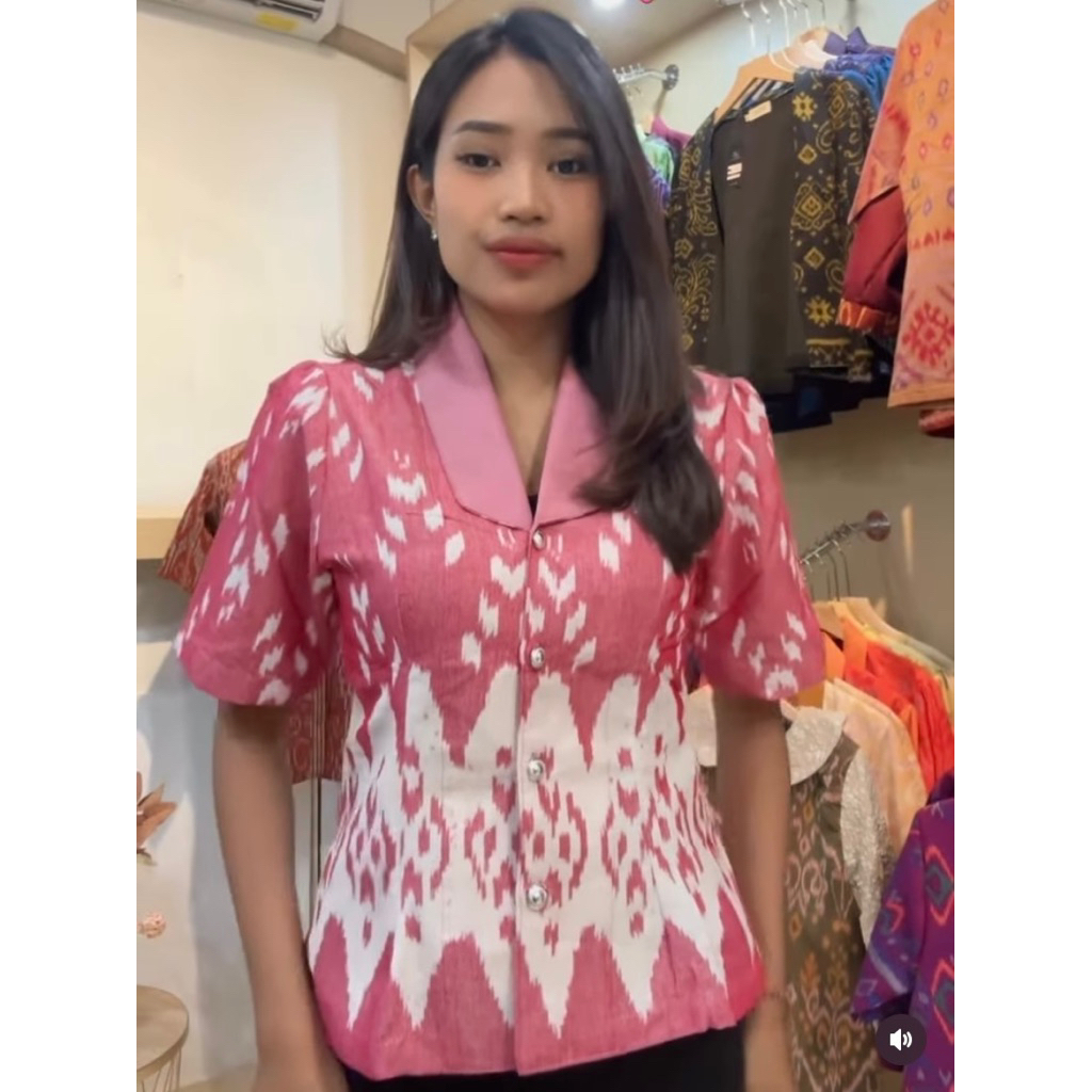 Dita Outer Atasan Tenun Endek Pink