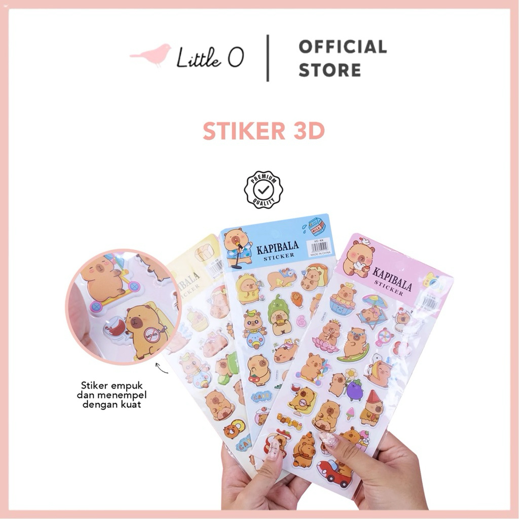 

LITTLE O Sticker Kapibala 3D Stiker Anak Scrapbook Jurnal Stiker Timbul Karakter
