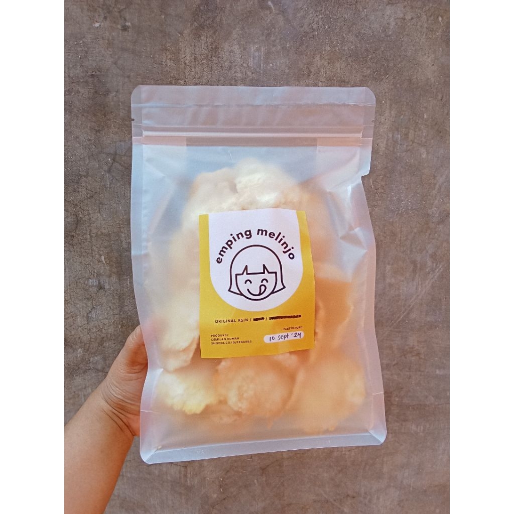 

Emping Melinjo Asin, Pedas Daun Jeruk, Balado Manis Pedas 150 gram