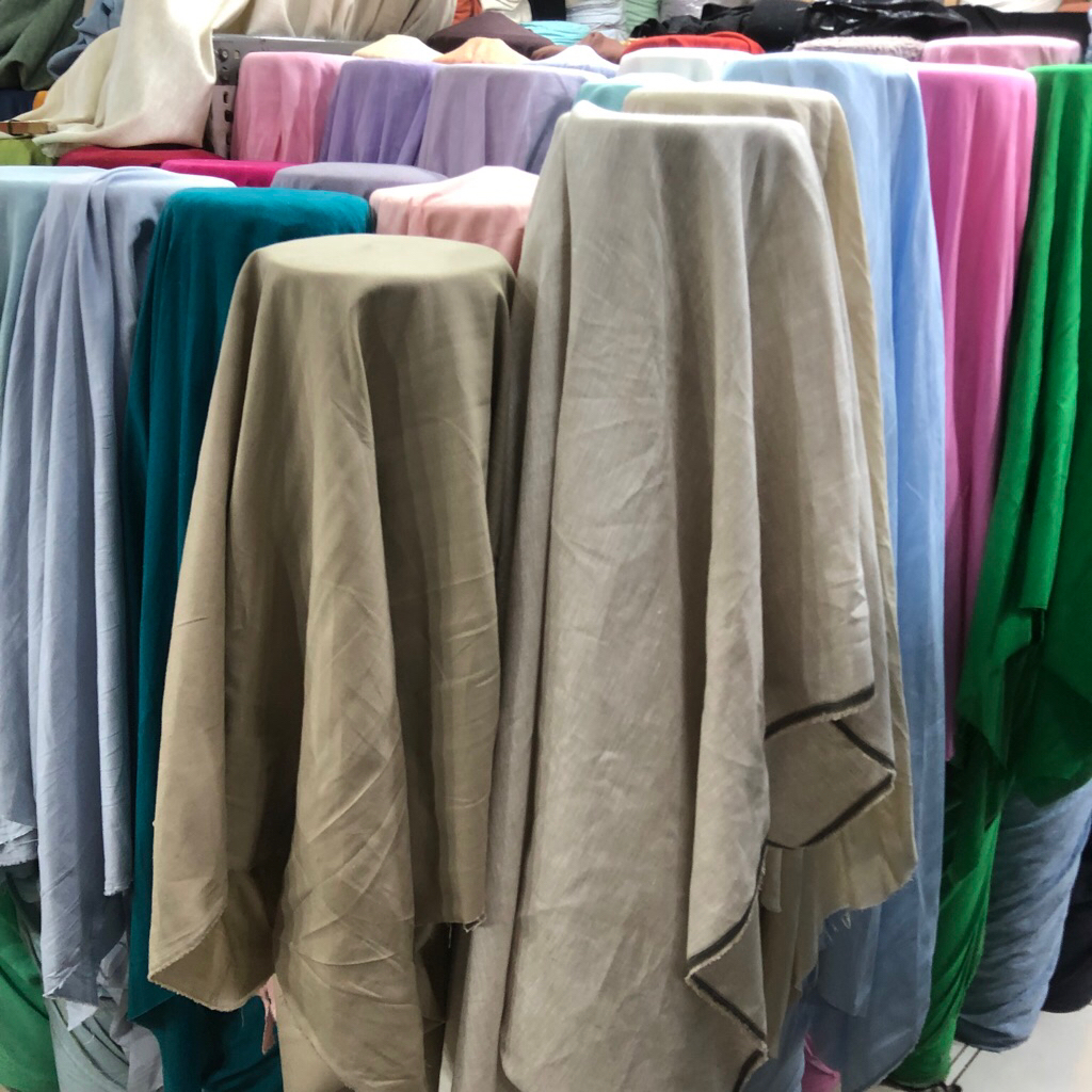 kain katun linen motif polos - kain katun linen motif premium dt