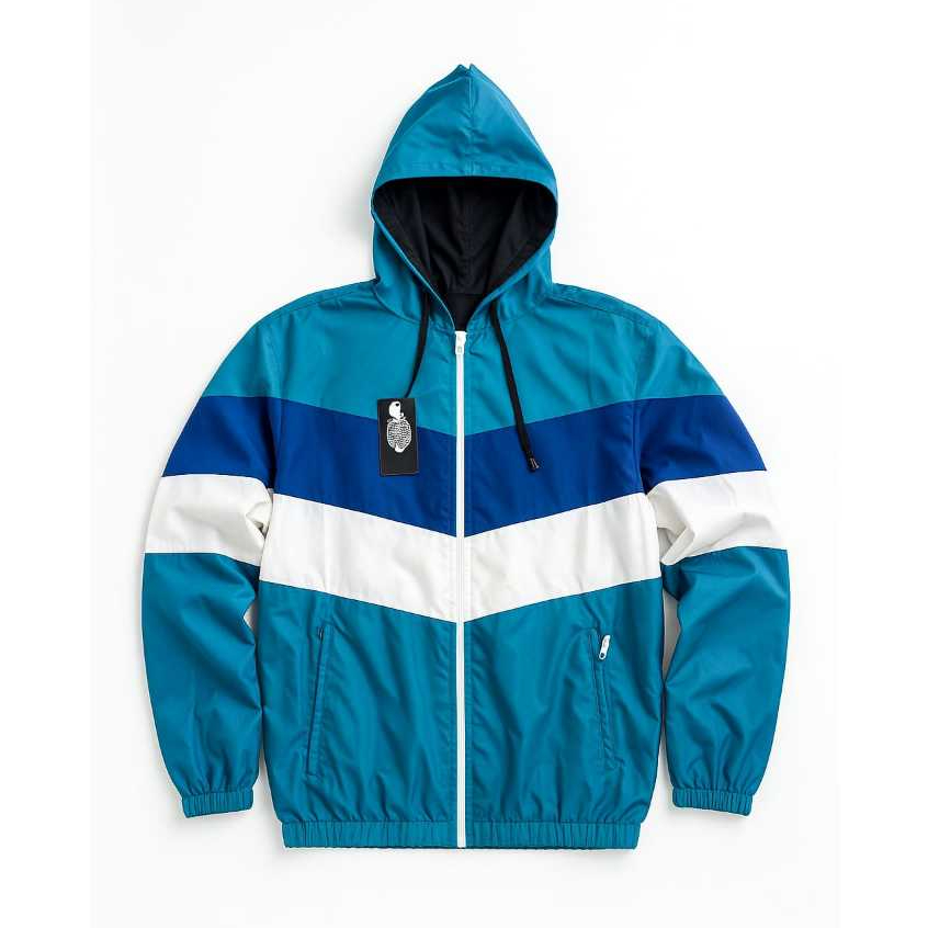 Jaket Parasut Tracktop Windbreakers Lumino Pria Wanita Kombinasi Warna Biru Ungu Putih