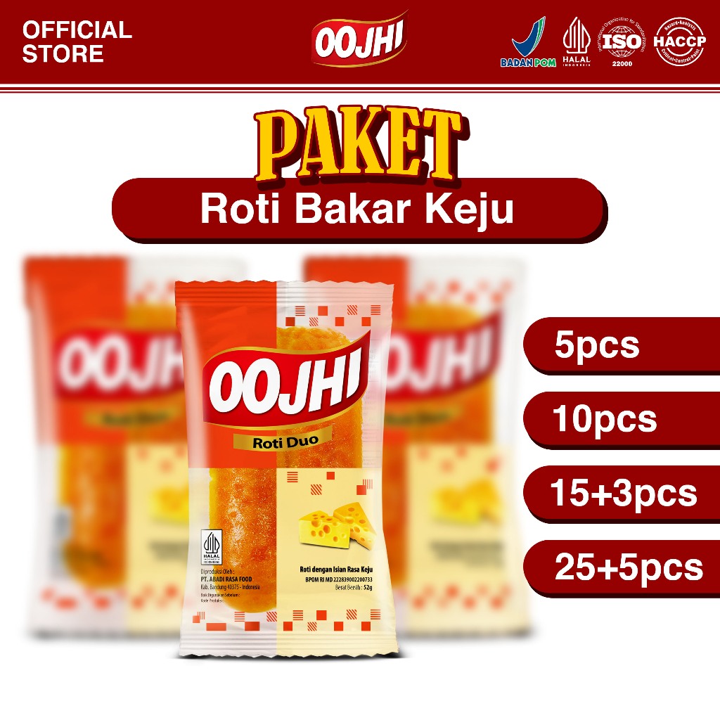 

OOJHI Paket Bundling Roti Duo Rasa Keju Cemilan Makanan Enak Bersertifikat BPOM & Halal