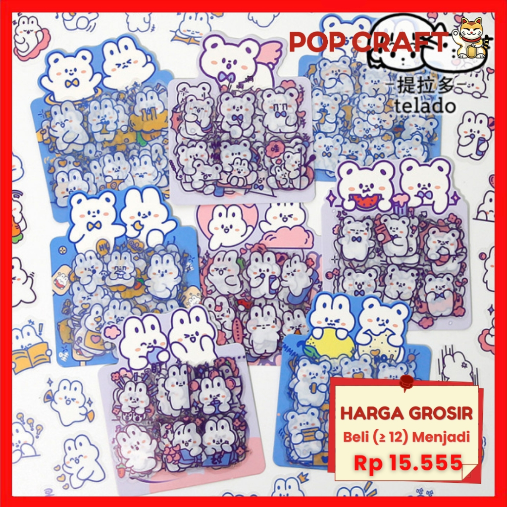 

PC Sticker 1 Pack 40pcs Rabbit Tumbr Stiker Binder Diary Book Stiker DIY Dekotarif Edukasi TLD20