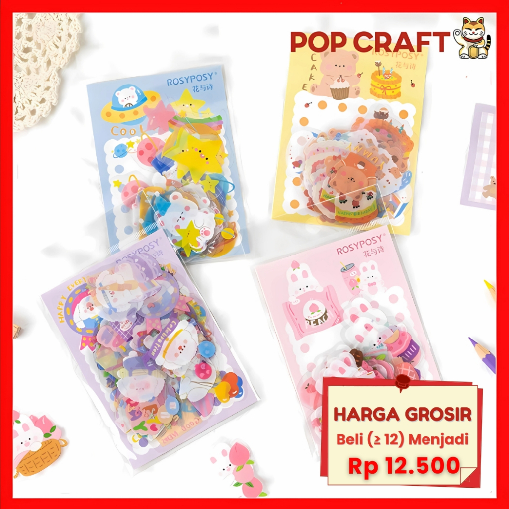 

PC Rosyposy Stiker 1 Pack Isi 40pcs Stiker Aesthetic Korean Cocok Untuk Dekorasi Case DIY Dekor RP09