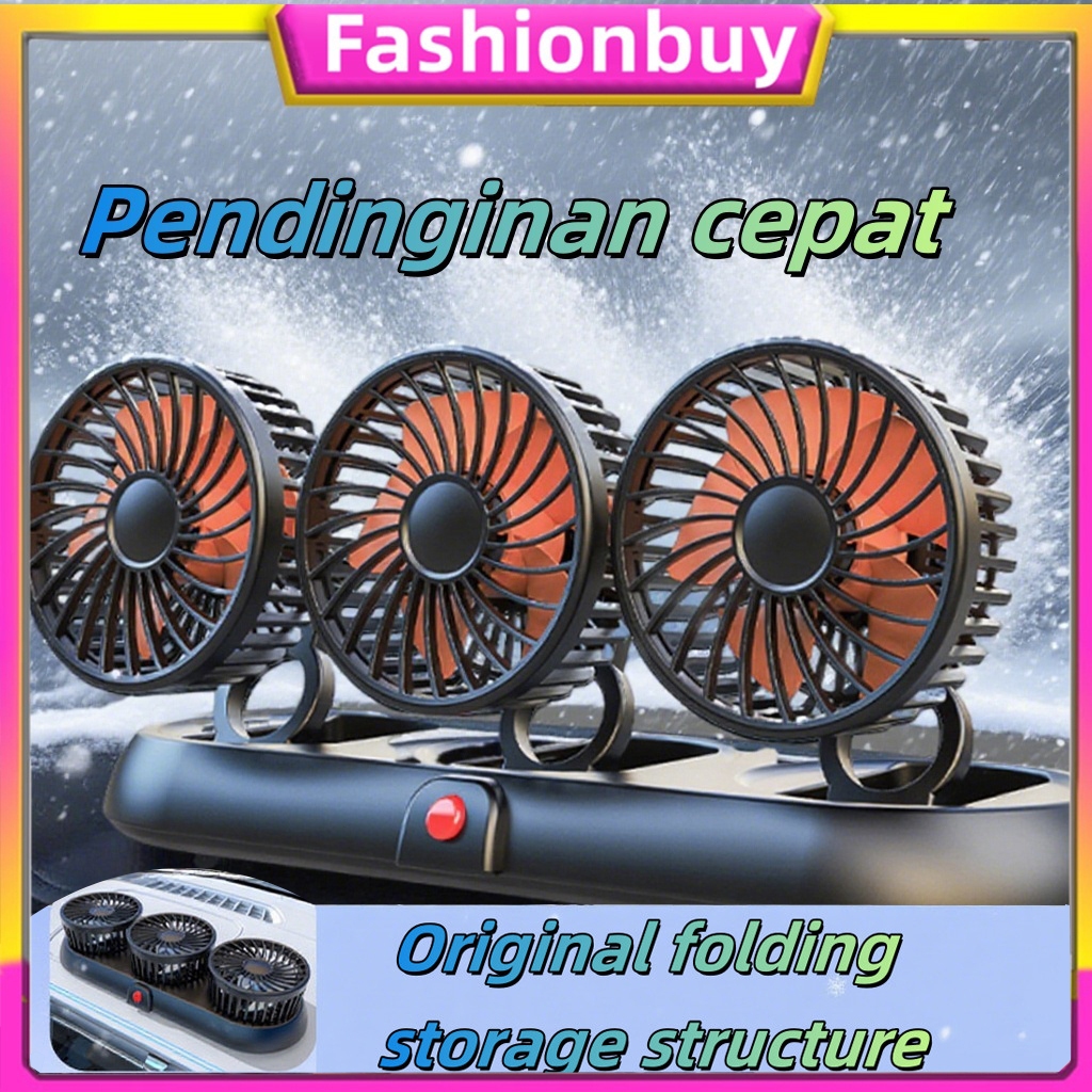 【COD】Kipas angin Mobil  terbaru untuk truk/Kipas Angin Portable Mobil gantung/Kipas Dasbor 3kepala d