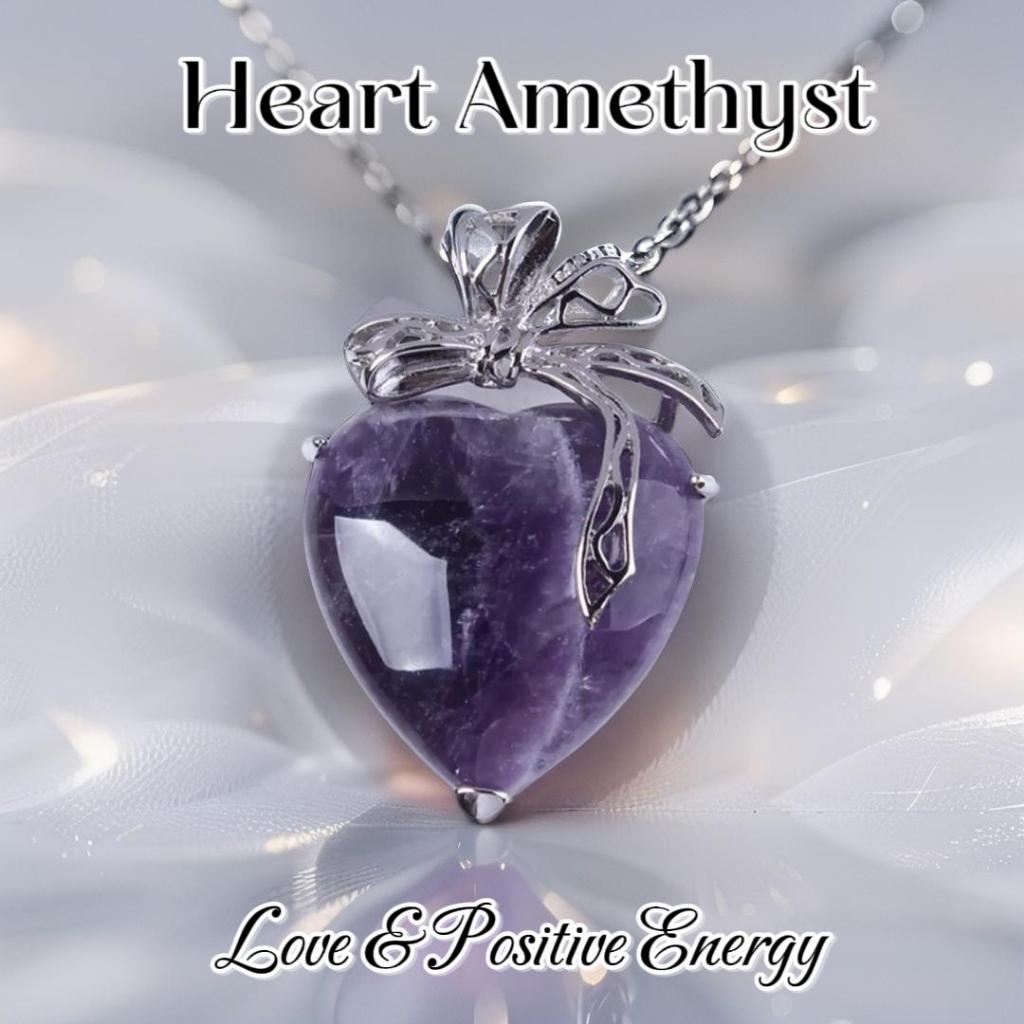 Kalung Liontin Heart Amethyst Asli – Batu Kecubung Ungu Elegan Pembawa Cinta & Energi Positif