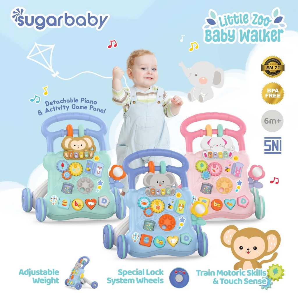 Sugar Baby Little Zoo Baby Walker / Mainan Dorong Bayi / Alat Belajar Jalan Bayi CBKS