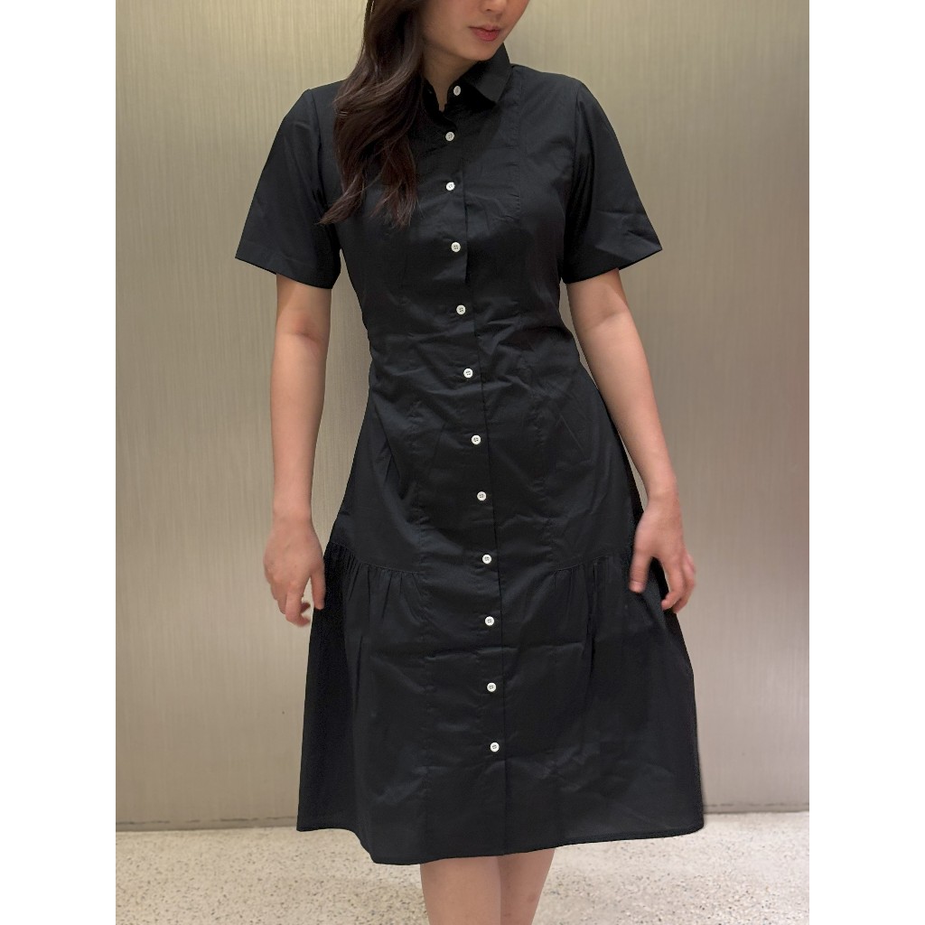 NUWA - Nyx Dress - Black Shirt Dress - Kemeja Dress Hitam - Dress Casual Midi Dress