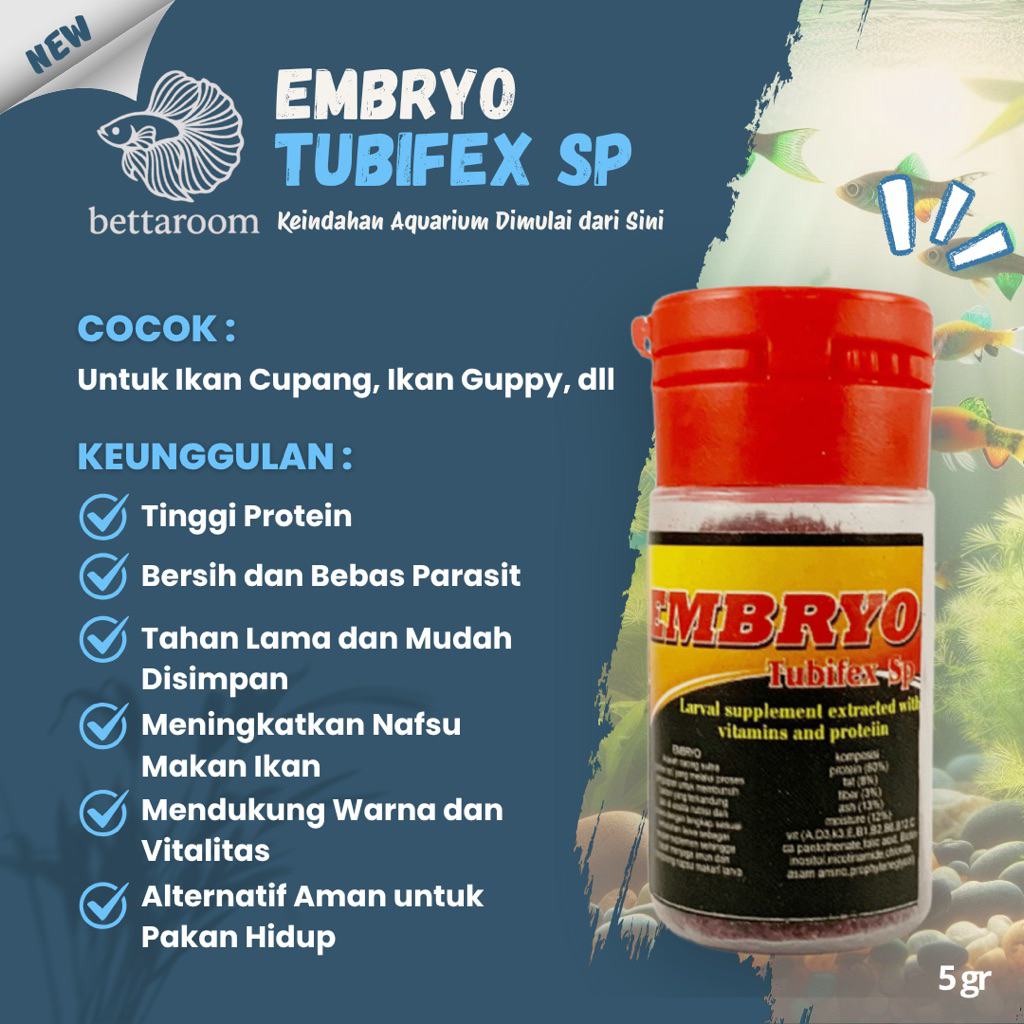 Embryo cacing kering pakan ikan hias cupang Guppy tetra discus